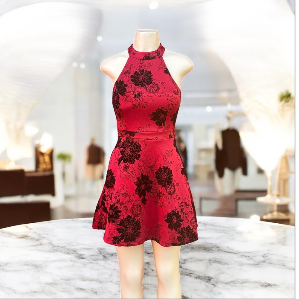 Almost Famous Red and Black Floral Mini Dress